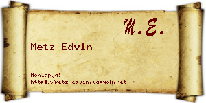 Metz Edvin névjegykártya